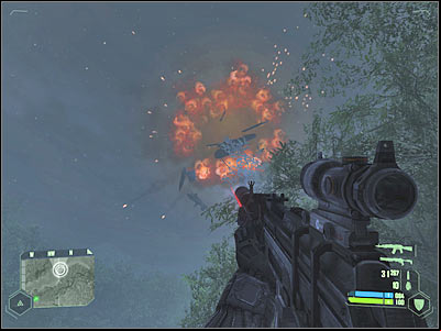 Go back to the river and start swimming towards your current destination - Crysis: Mission 2, Relic - part 7, walkthrough - Mission 3 - Relic - Crysis Game Guide