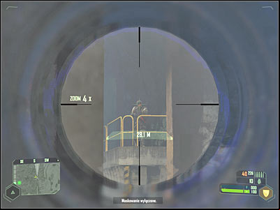Make sure that youre standing behind a good cover and activate camouflage - Mission 6 - part 7 | Mission 6 - Awakening - Mission 6 - Awakening - Crysis Game Guide