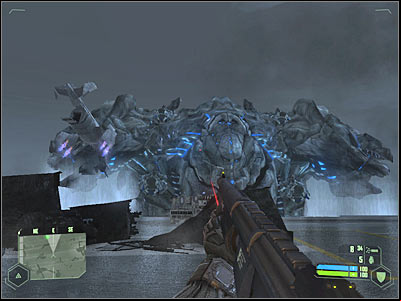 I would recommend hiding behind one of the larger objects - FINAL MISSION - part 11 | FINAL MISSION - Reckoning - FINAL MISSION - Reckoning - Crysis Game Guide