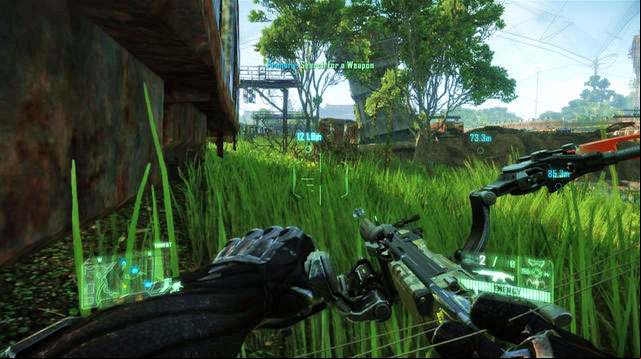 After you see the cutscene, jump down to the area protected by the turret tower - Destroy the turrets - Welcome to the Jungle - Crysis 3 - Game Guide and Walkthrough