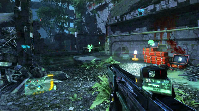 Before you go over to the next building, disarm further mines - Destroy the second defense system - Only Human - Crysis 3 - Game Guide and Walkthrough