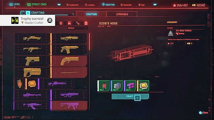 Depending on the selected perk, you will be able to start producing legendary items or legendary hacks - Cyberpunk 2077: Trophies/Achievements list - Trophy Guide - Cyberpunk 2077 Guide
