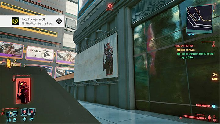 Examining the first mural will unlock the side quest Fool on the Hill, from which you will learn that there are 20 graffitis to be found across the city - Cyberpunk 2077: Trophies/Achievements list - Trophy Guide - Cyberpunk 2077 Guide