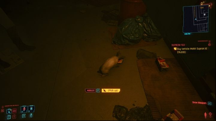After waiting and coming back to the place with the bowl, you will see the cat eating - go to it and choose the option visible on the screen - Cyberpunk 2077: How to get / adopt a cat? - Exploration - Cyberpunk 2077 Guide