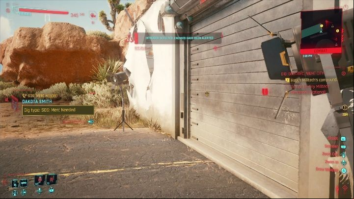 Walkthrough: your task is to reach the correct building, find the right man and help him escape outside - Cyberpunk 2077: SOS: Merc Needed, Badlands - Gigs, walkthrough, map - Badlands - Cyberpunk 2077 Guide