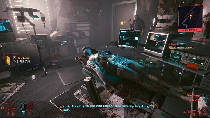 In one of the rooms you will find a massacred body of a girl - Cyberpunk 2077: The Rescue walkthrough - Main missions - Cyberpunk 2077 Guide