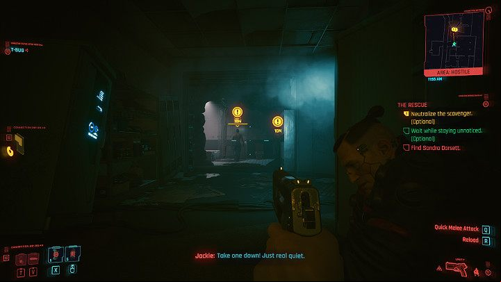 After a while you will receive information from T-bug that more Scavengers will be here in a moment - Cyberpunk 2077: The Rescue walkthrough - Main missions - Cyberpunk 2077 Guide