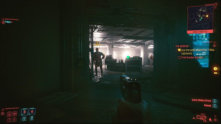 Move on to the next room and eliminate the rest of the Scavengers so that you can look for the girl in peace - Cyberpunk 2077: The Rescue walkthrough - Main missions - Cyberpunk 2077 Guide