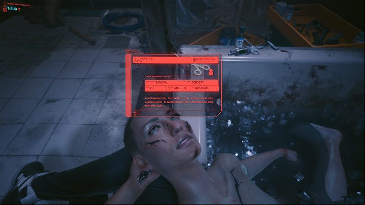 You will find Sandra Dorsett in the bathroom - Cyberpunk 2077: The Rescue walkthrough - Main missions - Cyberpunk 2077 Guide