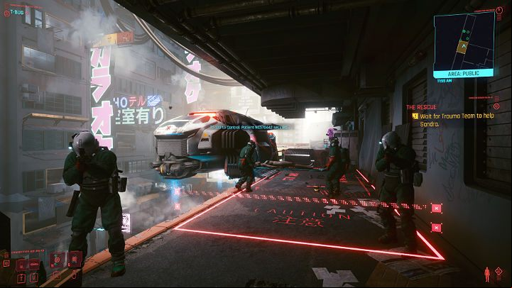 After the successful rescue, take Sandra to the balcony - Cyberpunk 2077: The Rescue walkthrough - Main missions - Cyberpunk 2077 Guide