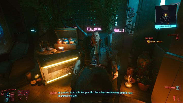 Leave the ripperdoc's and enter Misty's store to talk to Jackie - Cyberpunk 2077: The Ride walkthrough - Act 1 - Cyberpunk 2077 Guide