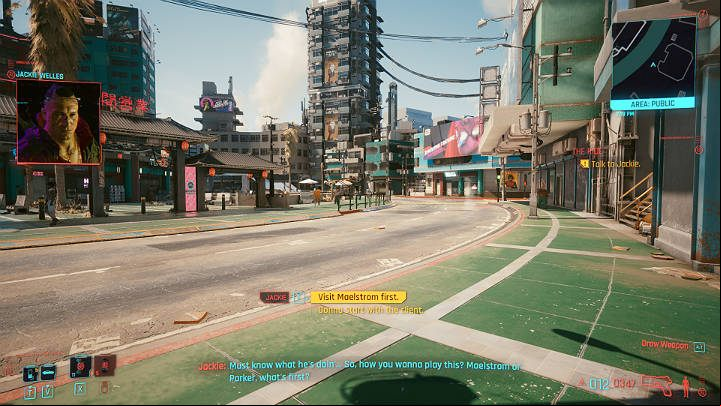 When you get out of the limousine, you'll get a call from Jackie - Cyberpunk 2077: The Ride walkthrough - Act 1 - Cyberpunk 2077 Guide