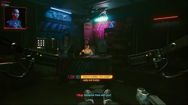 When Judy asks if V is ready to take care of Evelyn's recording, he/she won't be entirely convinced and wants to take a short break - Cyberpunk 2077: The Information walkthrough - Act 1 - Cyberpunk 2077 Guide