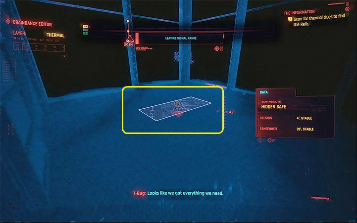 At the very end, go back to around 0:39 - Cyberpunk 2077: The Information walkthrough - Act 1 - Cyberpunk 2077 Guide