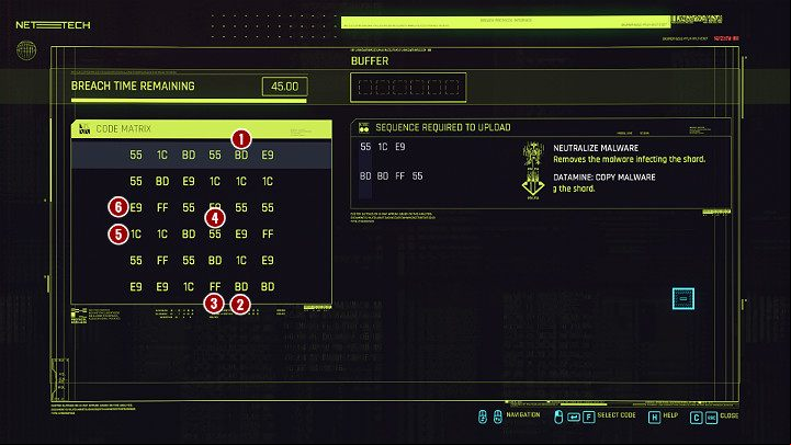 You have 45 seconds to complete this operation and the counter will start after the first click - Cyberpunk 2077: The Pickup walkthrough - Act 1 - Cyberpunk 2077 Guide