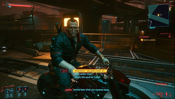 Whether or not you decided to meet Meredith Stout earlier, head to All Foods magazine to meet up with Jackie - Cyberpunk 2077: The Pickup walkthrough - Act 1 - Cyberpunk 2077 Guide