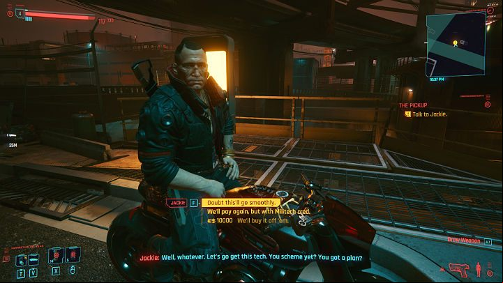 The main purpose of the conversation with Jackie will be to prepare a plan for the meeting with Malestrom - Cyberpunk 2077: The Pickup walkthrough - Act 1 - Cyberpunk 2077 Guide