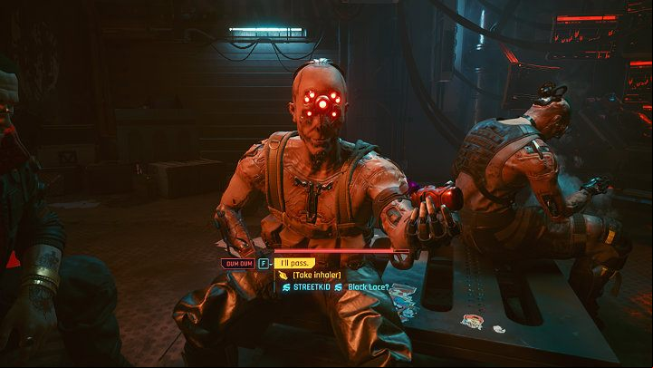 Dum Dum will offer V a drug inhaler - Cyberpunk 2077: The Pickup walkthrough - Act 1 - Cyberpunk 2077 Guide