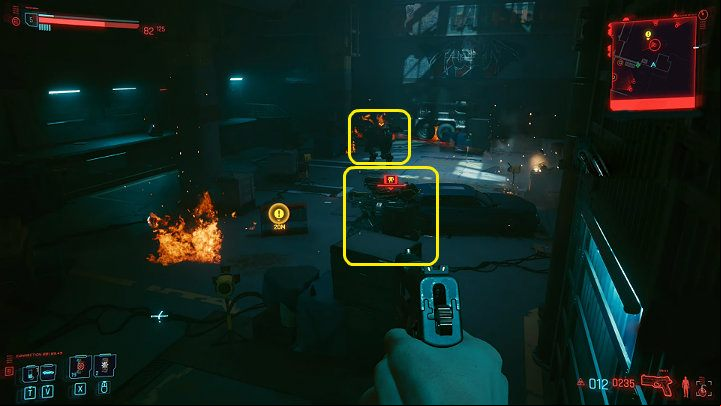 When you get to the big production hall, the gang will open a shortcut for you, so you can reach the spot where you'll fight two Minotaurs a bit faster - Cyberpunk 2077: The Pickup walkthrough - Act 1 - Cyberpunk 2077 Guide