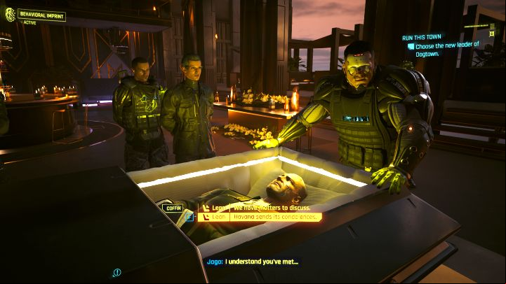 During the meeting at the coffin, you can - Cyberpunk Phantom Liberty: Run This Town - walkthrough - Side quests - Cyberpunk 2077 Guide