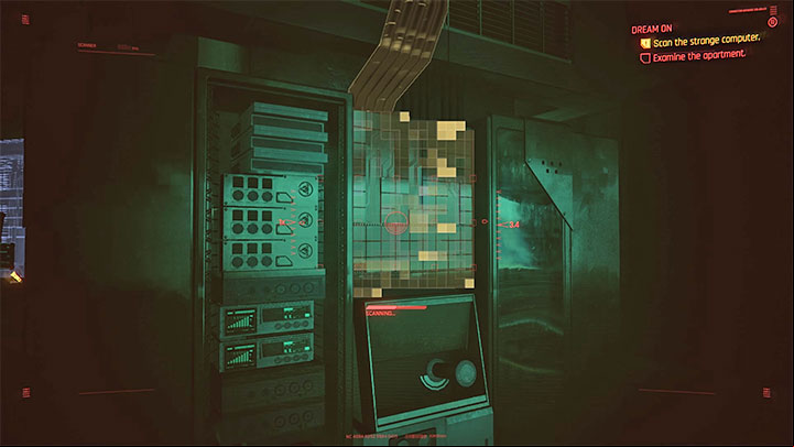 The next important step is to scan the strange computer located in the newly unlocked room - Cyberpunk 2077: Dream On walkthrough - Exploration - Cyberpunk 2077 Guide