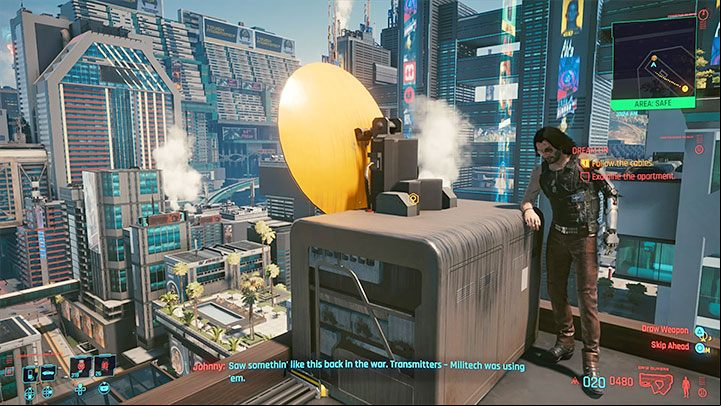 Tracking the cables is very easy - in the secret room you will find a ladder that will allow you to quickly reach the roof of the apartment - Cyberpunk 2077: Dream On walkthrough - Exploration - Cyberpunk 2077 Guide
