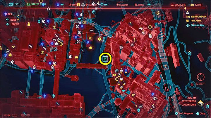 The game will not show you the location of James - Cyberpunk 2077: The Highwayman walkthrough - Exploration - Cyberpunk 2077 Guide