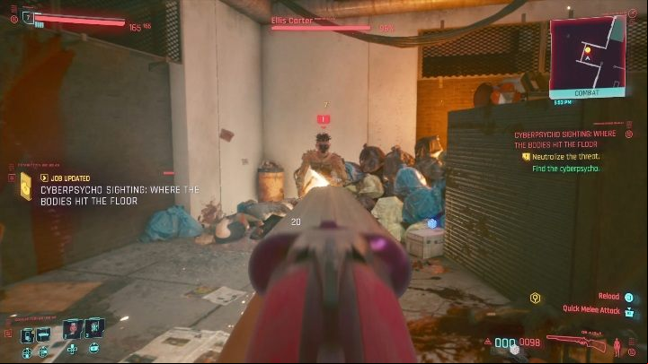 How to start: Complete The Rescue and find your opponent on the map - Cyberpunk 2077: Where the Bodies Hit the Floor, cyberpsycho sighting walkthrough - Cyberpsycho Sighting - mini-bosses - Cyberpunk 2077 Guide