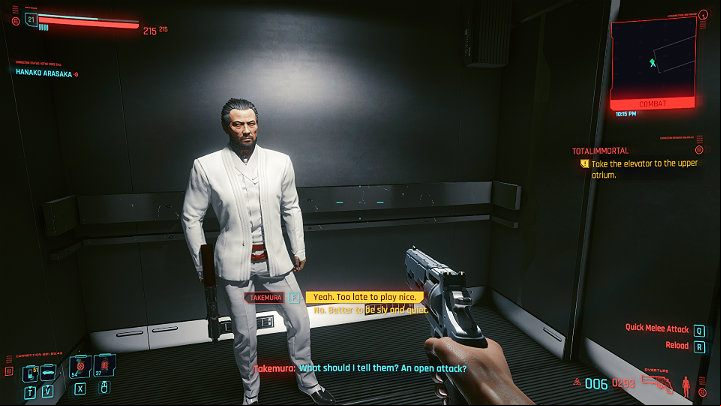 If you have saved Takemura in Search and Destroy mission, he will now offer his help - Cyberpunk 2077: Totalimmortal walkthrough - Act 3 - Cyberpunk 2077 Guide