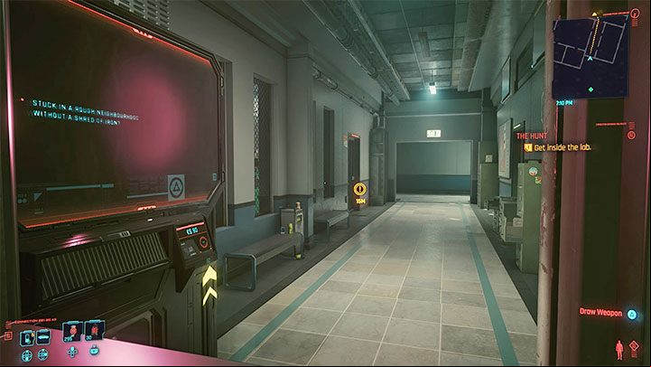 As River has been removed from the investigation, it will be necessary to break into the police lab to watch the dreams in the form of BD recordings - Cyberpunk 2077: The Hunt (River) walkthrough - Exploration - Cyberpunk 2077 Guide