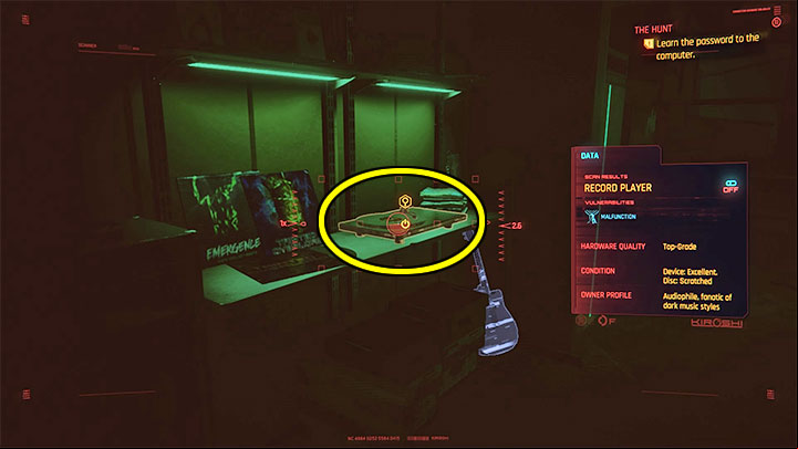 The laptop is protected and you can gain access in one of 2 ways - Cyberpunk 2077: The Hunt (River) walkthrough - Exploration - Cyberpunk 2077 Guide