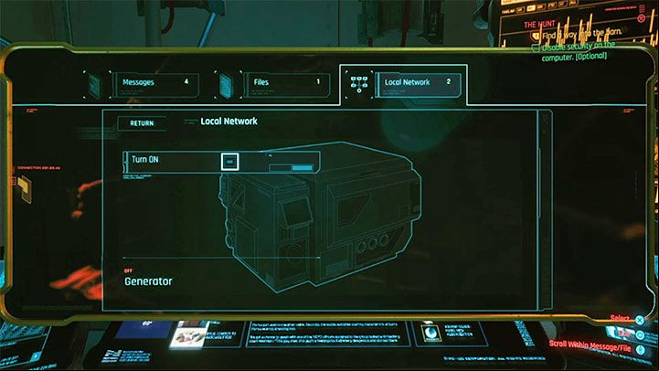 Go upstairs and examine the room with the computer - Cyberpunk 2077: The Hunt (River) walkthrough - Exploration - Cyberpunk 2077 Guide