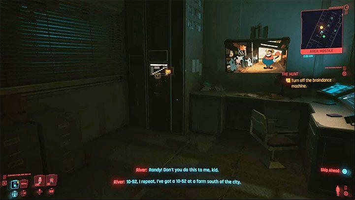 You have to turn off the braindance machine - Cyberpunk 2077: The Hunt (River) walkthrough - Exploration - Cyberpunk 2077 Guide