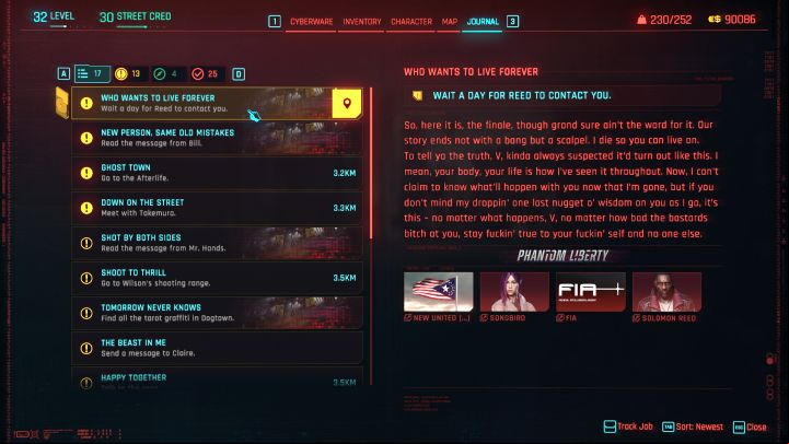 The secret ending is linked to the quest called Who Wants to Live Forever - we described it on a separate page of our walkthrough - Cyberpunk Phantom Liberty: How to unlock the secret ending? - Endings - Cyberpunk 2077 Guide