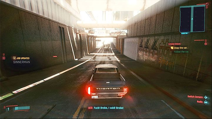 Wait until the ND police car arrives and set off in pursuit of it - Cyberpunk 2077: Sinnerman walkthrough - Exploration - Cyberpunk 2077 Guide