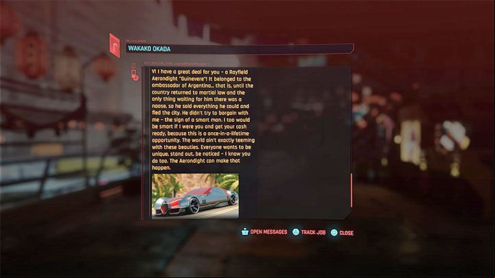 Wakako Okada should you shortly after being promoted to the 50th level of reputation - Cyberpunk 2077: How to get Rayfield Aerondight? - Exploration - Cyberpunk 2077 Guide