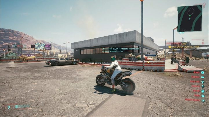The mission will start with a conversation with the homeless, next to the gas station - Cyberpunk 2077: Space Oddity walkthrough - Exploration - Cyberpunk 2077 Guide
