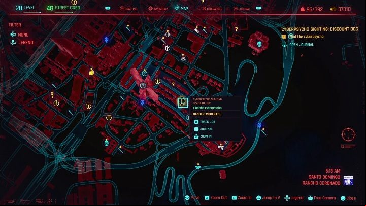 Chas Coley is located near a rippderdoc clinic, in the eastern part of Santo Domingo - Cyberpunk 2077: Discount Doc - cyberpsycho sighting walkthrough - Cyberpsycho Sighting - mini-bosses - Cyberpunk 2077 Guide