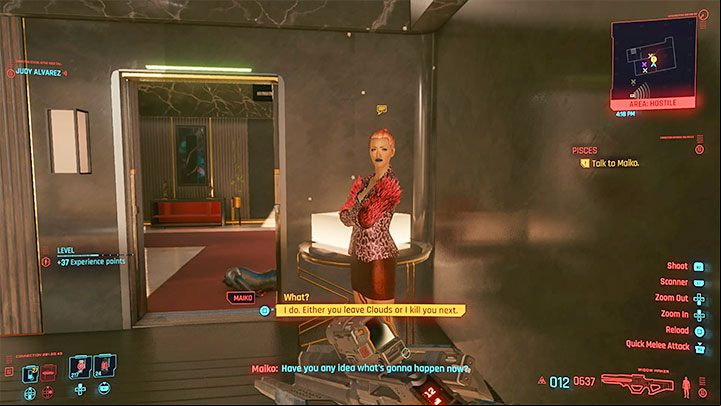 After winning the battle, you will have to decide about Maiko - you can leave her alive or kill her - Cyberpunk 2077: Pisces (Judy) - walkthrough - Storyline quests - Cyberpunk 2077 Guide