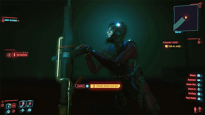 Jump in the water and dive - Cyberpunk 2077: Pyramid Song (Judy) - walkthrough - Storyline quests - Cyberpunk 2077 Guide