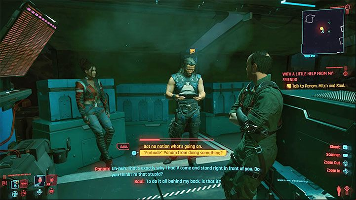 the conversation with Panam, Saul, and Mitch - Cyberpunk 2077: With a Little Help from My Friends (Panam) - walkthrough - Storyline quests - Cyberpunk 2077 Guide