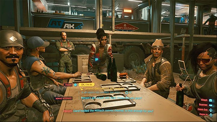 After Saul leaves, talk to Panama about the basilisk - Cyberpunk 2077: With a Little Help from My Friends (Panam) - walkthrough - Storyline quests - Cyberpunk 2077 Guide