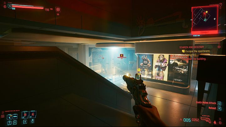 A few opponents are defending the exit of the building, so you will likely fight - Cyberpunk 2077: Search and Destroy walkthrough - Act 2 - Cyberpunk 2077 Guide