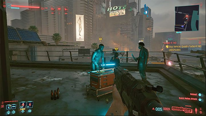 We have indicated areas where you can find 2 groups of 3 opponents each - Cyberpunk 2077: XP and loot farming - Basics - Cyberpunk 2077 Guide
