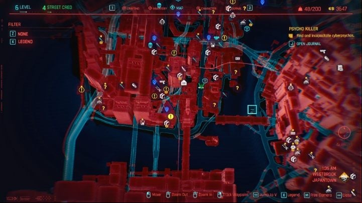 The main job locations are highlighted on the game map - they are marked with an exclamation point icon on a yellow circle - Cyberpunk 2077: Quest types - Basics - Cyberpunk 2077 Guide