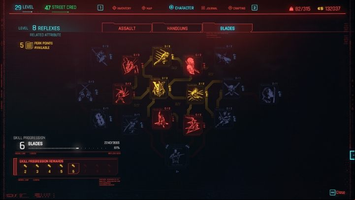 The attribute associated with bladed weapons is Reflex, and the perks that affect their efficiency can be found in the Blades tree - Cyberpunk 2077: How do blunt weapons and blades differ? Melee - Combat, stealth and hacking - Cyberpunk 2077 Guide