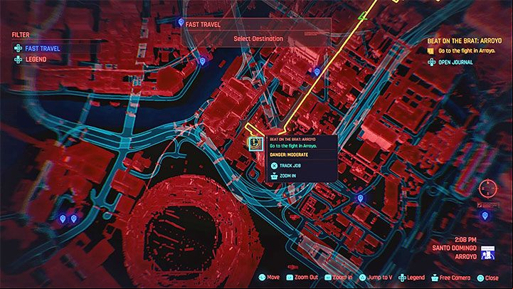 The location of the fight is a makeshift arena in the Arroyo subdistrict of Santo Domingo - Cyberpunk 2077: Beat on the Brat - walkthrough - Exploration - Cyberpunk 2077 Guide