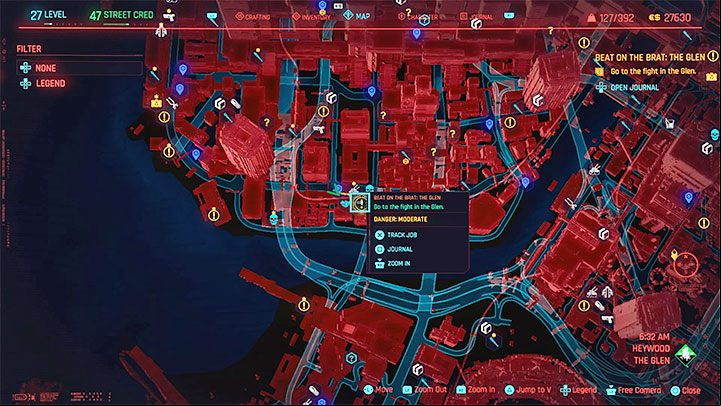 The fight is located in The Glen subdistrict of Heywood - Cyberpunk 2077: Beat on the Brat - walkthrough - Exploration - Cyberpunk 2077 Guide