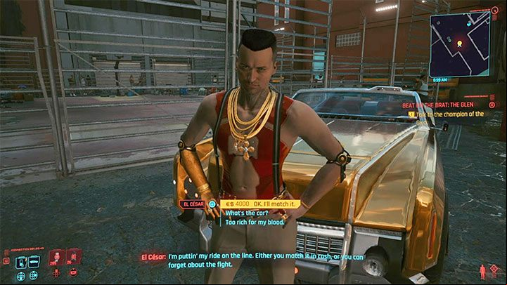 Your opponent is El Cesar Diego Ruiz, who will initially stand by the hood of his limousine - Cyberpunk 2077: Beat on the Brat - walkthrough - Exploration - Cyberpunk 2077 Guide