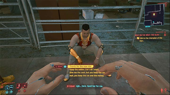 After winning the fight, you can choose the prize - Cyberpunk 2077: Beat on the Brat - walkthrough - Exploration - Cyberpunk 2077 Guide